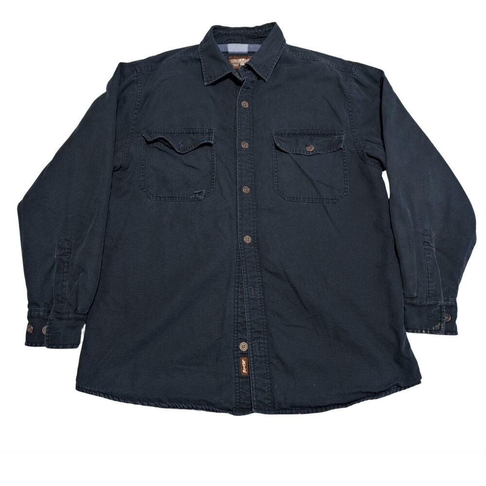 Levi Strauss & Co Heavy Weight Lined Flannel Button Shirt Navy Blue Mens Size L